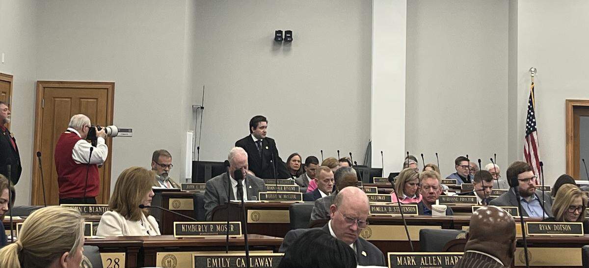 Rep. Daniel Elliott, R-Danville, speaks against House Resolution 124, which is the articles of impeachment against Fayette County Circuit Judge Julie Muth Goodman. Elliott is the chair of the House Judiciary Committee.