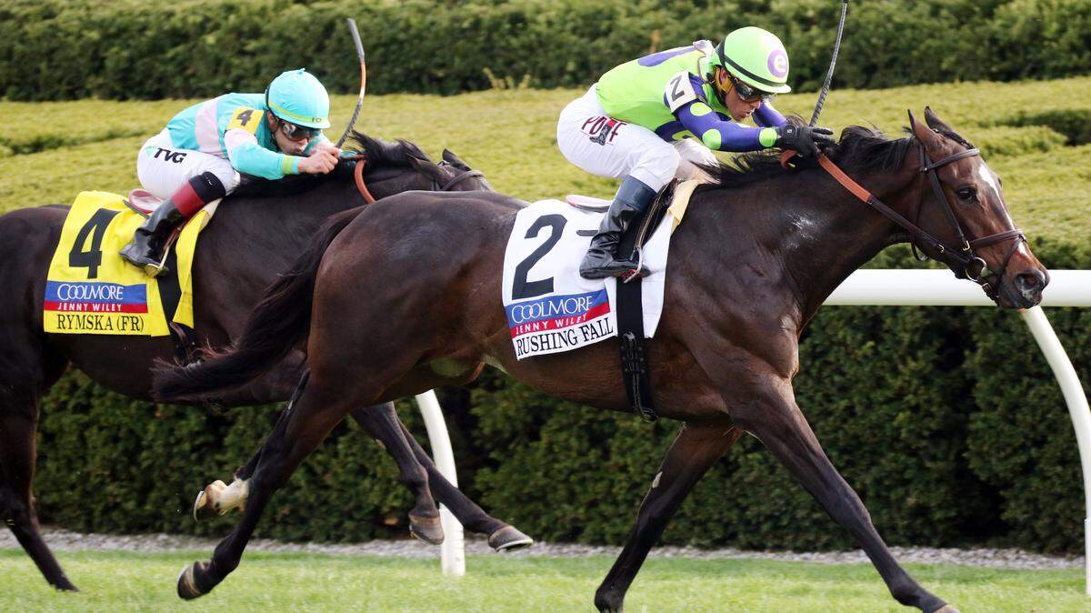 Rushing Fall, with Javier Castellano up, won the Coolmore Jenny Wiley for trainer Chad Brown and owner Bob Edwards.