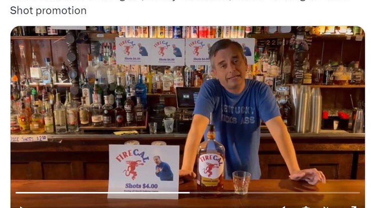 A video shared to social media says Chevy Chase Inn on Euclid Avenue in Lexington, KY, is offering FireCal Shots during “March Sadness.”