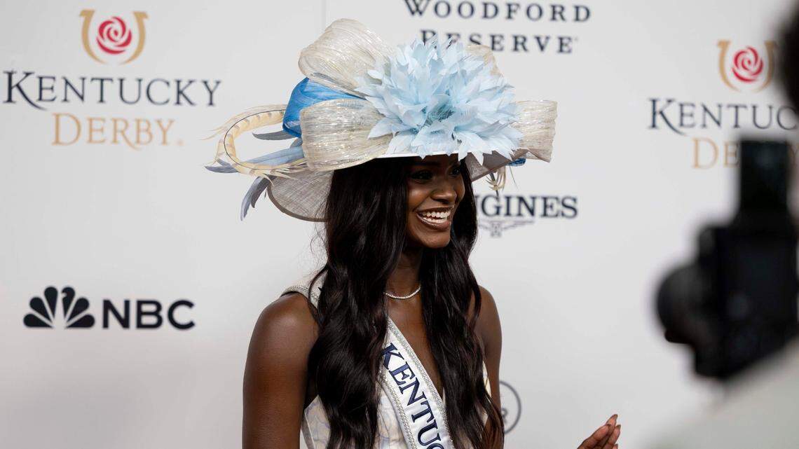 Miss Kentucky USA Connor Perry poses for photos at the Kentucky Derby Red Carpet on Saturday, May 3, 2025, at Churchill Downs in Louisville, Kentucky.