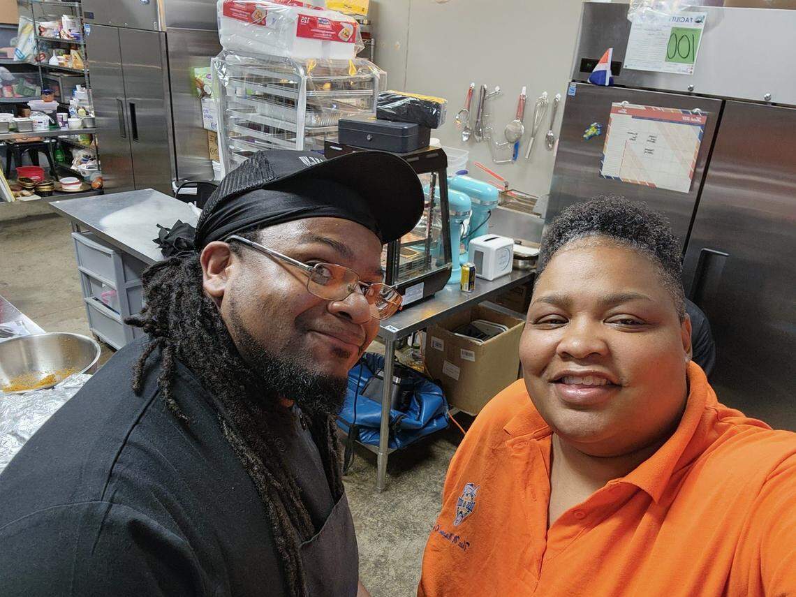 Executive Chef Charles William Kyles with Thea’s Bass & Biddy Kitchen owner Thea Mason, who is his aunt.