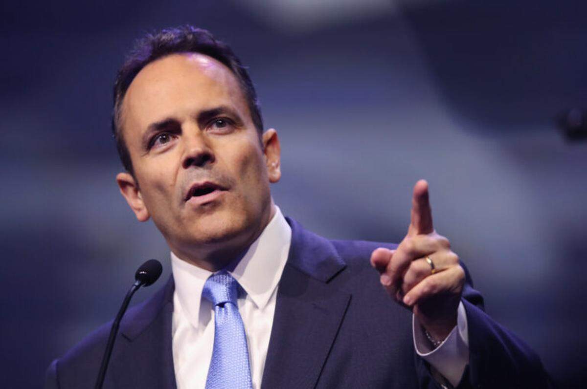 LOUISVILLE, KY - MAY 20: Gov. Matt Bevin (R-Ky.) speaks at the National Rifle Association’s NRA-ILA Leadership Forum during the NRA Convention at the Kentucky Exposition Center on May 20, 2016 in Louisville, Kentucky. The convention, which opened today, runs until May 22. (Photo by Scott Olson/Getty Images)