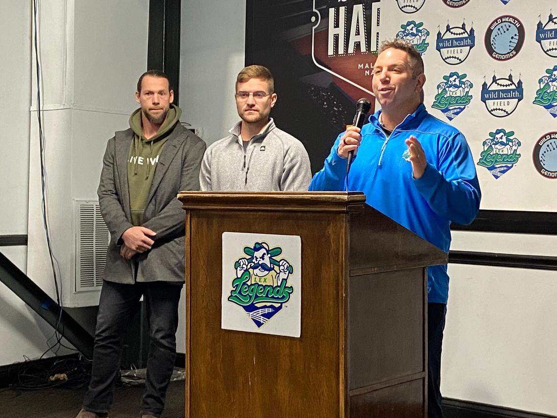 Andy Shea, the CEO of Lexington-based Stands LLC, which oversees both the Lexington Legends and Kentucky Wild Health Genomes, speaks during a media event Tuesday announcing the Genomes name. Both teams will play in the Atlantic League of Professional Baseball this season.