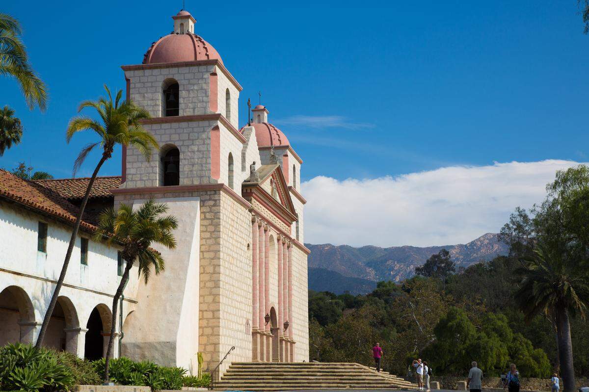 Santa Barbara’s historic mission is one of the stops on the city’s trolley tour.