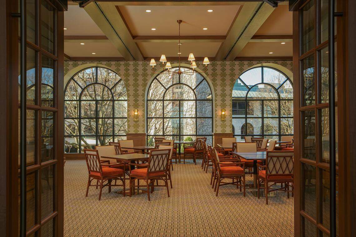 The Dogwood Room, seen here, offers reserved seating and traditional buffet-style dining with a la carte snacks and beverages available for purchase.