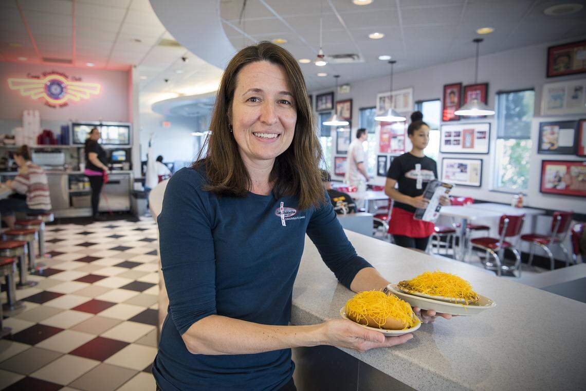 Maria Papakirk, owner of Camp Washington Chili, which offers Cincinnati-style chili over spaghetti or a hot dog.
