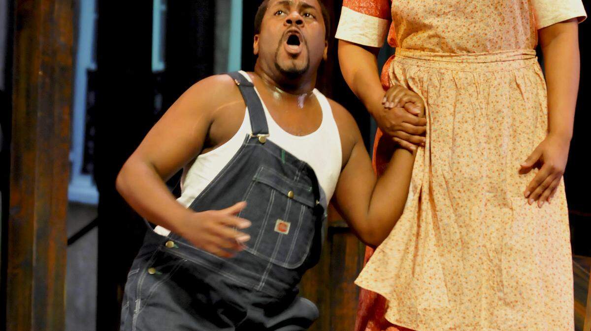 Porgy (Kenneth Overton) and Bess (Angelique Clay) sang Bess, You Is My Woman Now during dress rehearsal at Singletary Center for the Arts.
