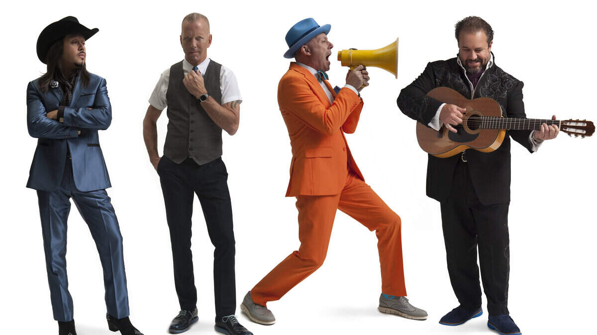 The Mavericks, from left: Eddie Perez, Paul Deakin, Jerry Dale McFadden and Raul Malo will perform Monday night at the Woodsongs Old-Time Radio Hour. 