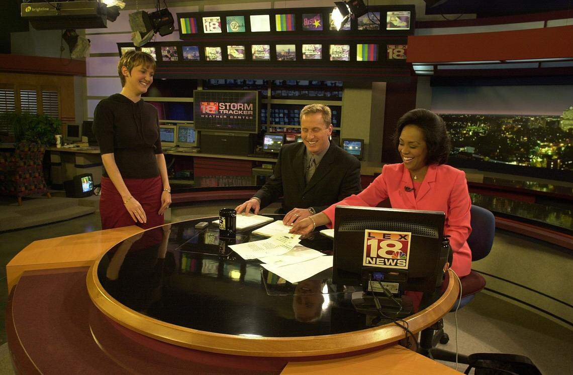 Form left, associate producer Kristin Hargis with anchors Tom Ackerman and Dia Davidson during WLEX-18’s morning news show in 2003. During her nearly 23 years at the station, Davidson anchored virtually every newscast but was mainly known for LEX 18 News at Sunrise. She left the station in 2023 to become the Chief Public Engagement Officer for Fayette County Public Schools.