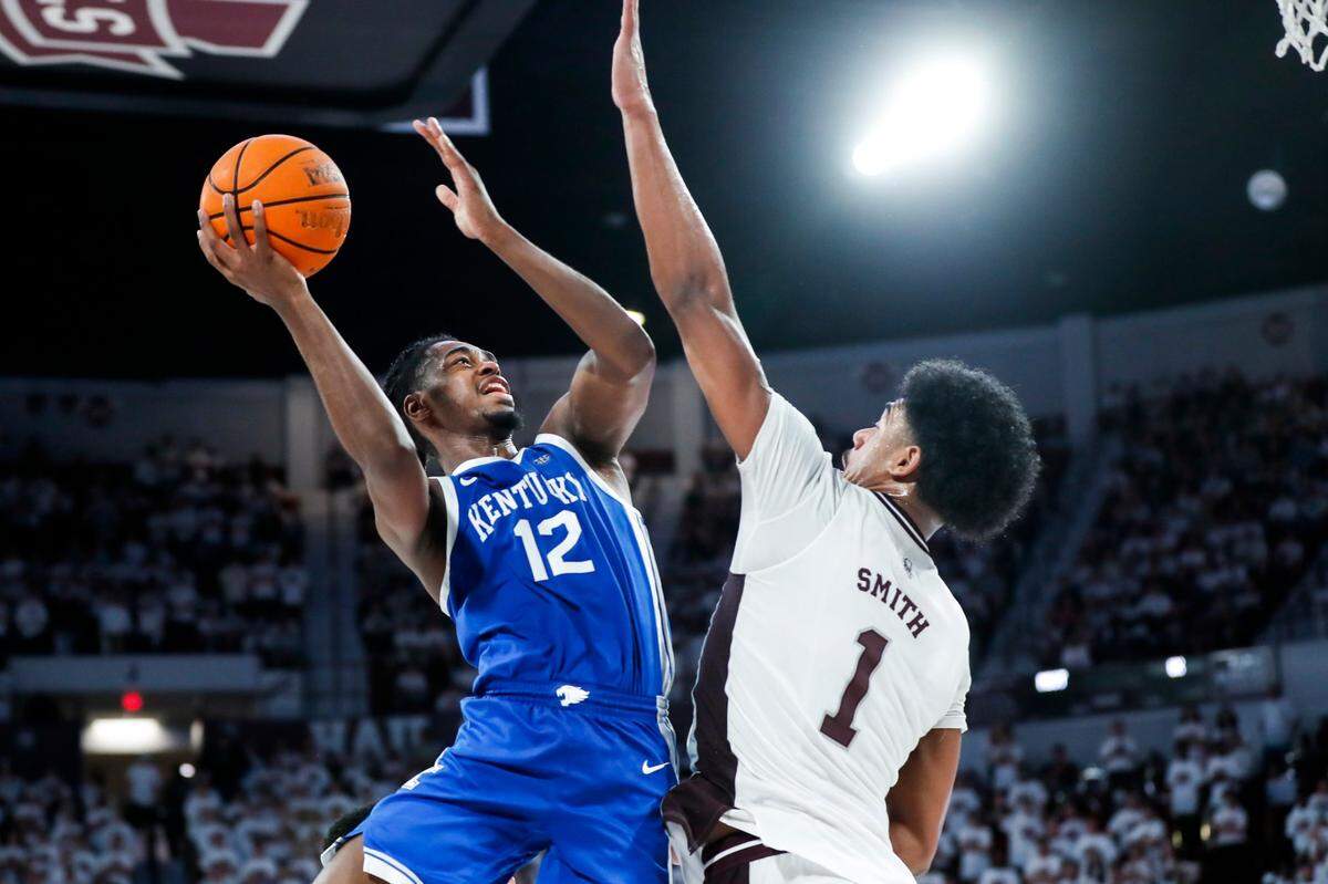 After returning from a foot injury that sidelined him for the season’s first 12 games, Mississippi State big man Tolu Smith (1) is averaging 17.3 points and 5.7 rebounds and shooting 76.2 percent (16-of-21) from the floor and 83.3 percent from the foul line (20-of-24).
