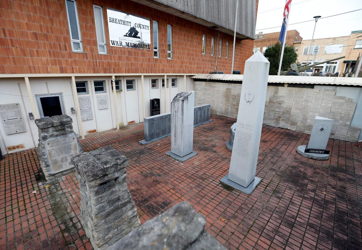 The Breathitt County War Memorial is next to the Breathitt County Courthouse in Jackson.