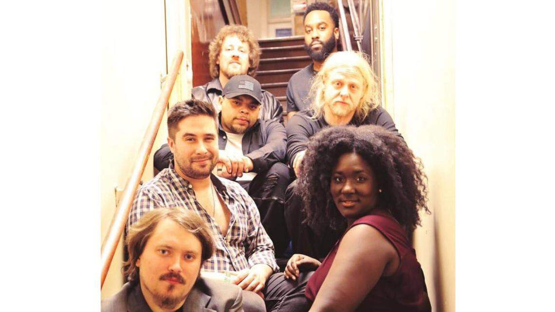 From top, left to right, members of Joslyn and the Sweet Compression, Marty Charters (guitar) Steve Holloman (keyboards) Trevin Little (saxophone, flute) Chase Fleming (trumpet, trombone) R, from top: Rashawn Fleming (drums) Smith Donaldson (bass) and Joslyn Hampton (vocals).