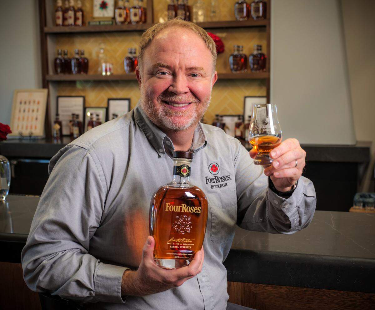 Four Roses master distiller Brent Elliott blended the bourbons used for the 2024 Limited Edition Small Batch from four batches aged 12 to 20 years.