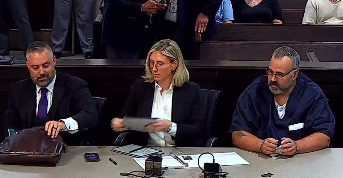 Former Sheriff Shawn Stines (right) appeared in court on Tuesday afternoon for his preliminary hearing.
