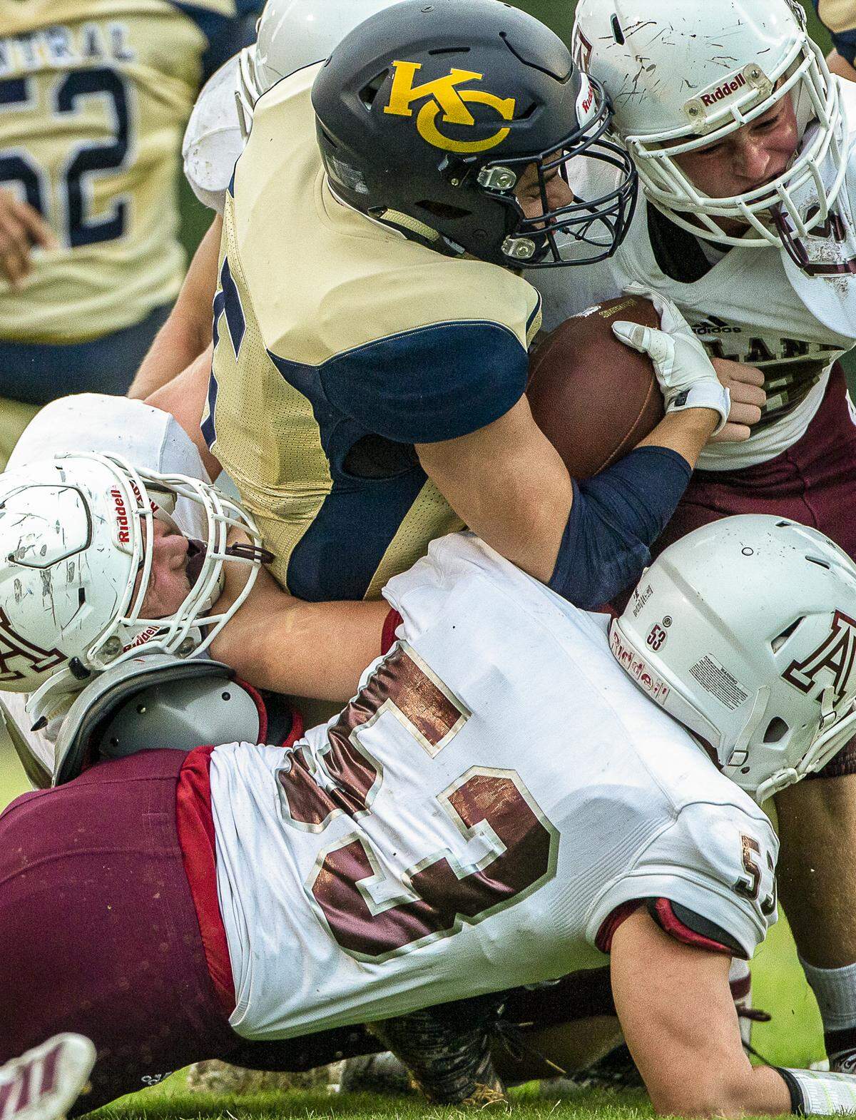 Knox Central’s Ethan Mills is tackled during the first quarter of last Friday’s game against Ashland Blazer.