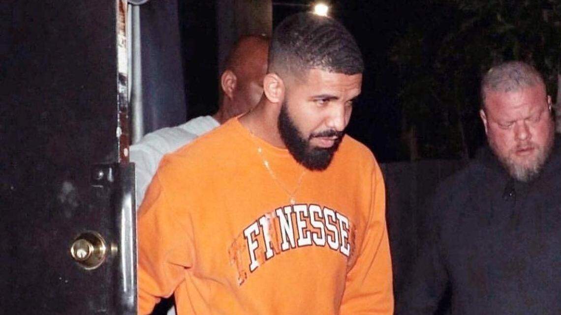 Drake posted a photo of himself Tuesday on Instagram wearing a modified Tennessee shirt. Some of the letters have been scratched out so that the shirt reads "FINESSE," a song on his new album, rather than "TENNESSEE."