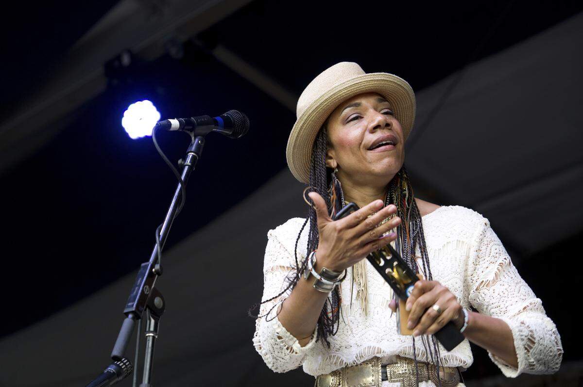 Martha Redbone performs during the New Orleans Jazz & Heritage Festival on April 28, 2013, in New Orleans.
