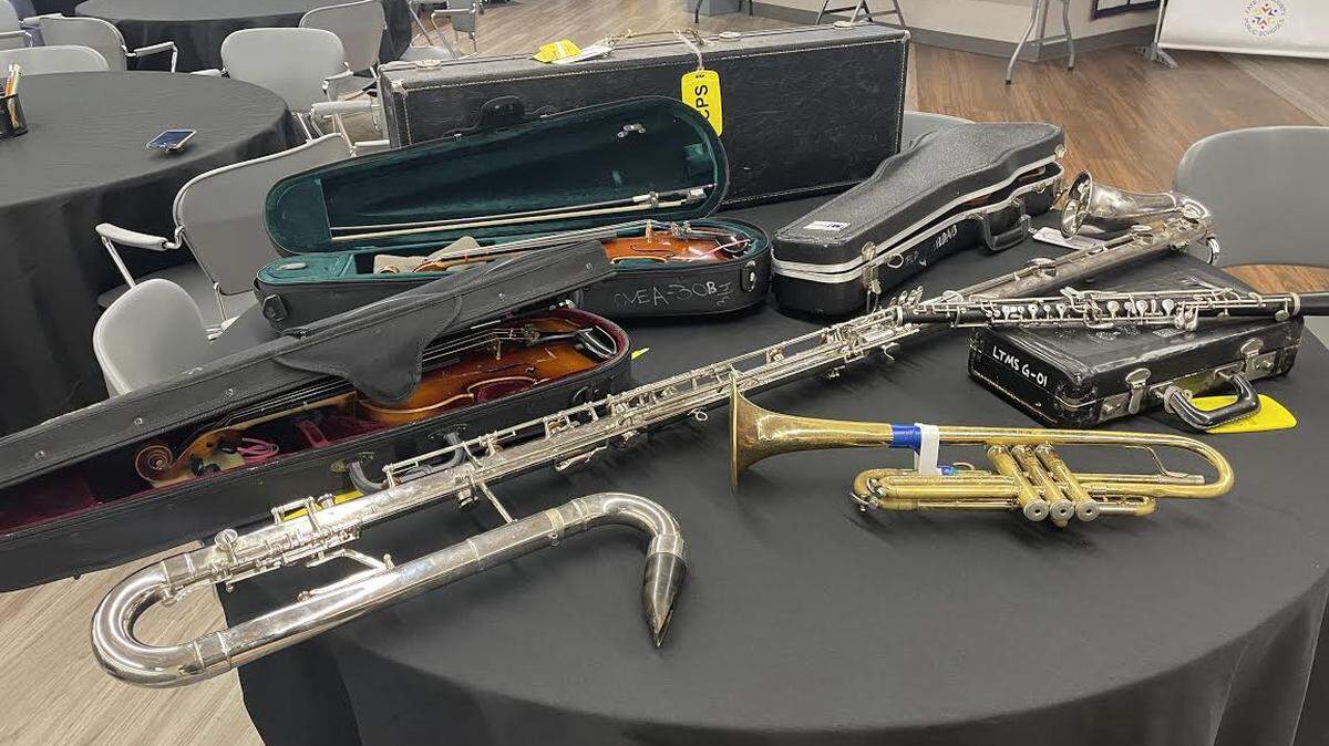 These are decades-old musical instruments in ill-repair still in circulation in Fayette County Public Schools. One instrument was made in 1912, district officials said.