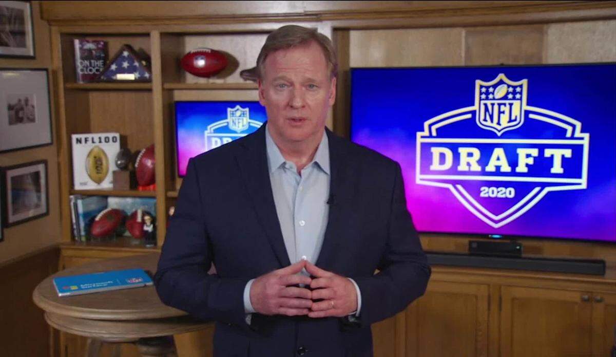 NFL Commissioner Roger Goodell conducted the 2020 NFL Draft virtually from the basement of his home.
