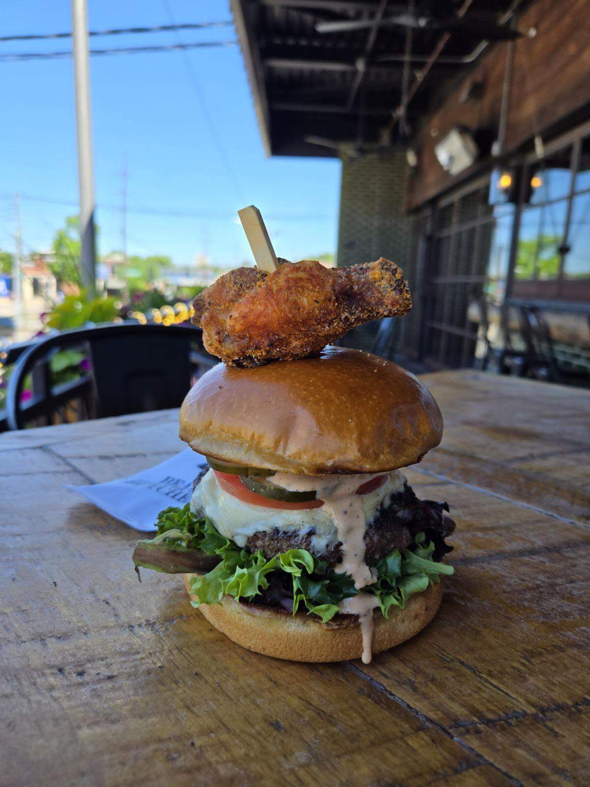 Bear & The Butcher’s Ain’t No Thing But A Smoked Chicken Wing burger for Lexington Burger Week.