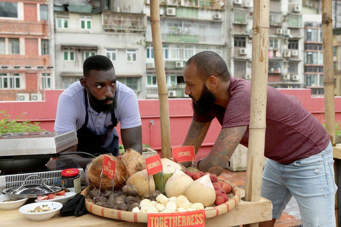Chef Eric Adjepong got an assist from fellow chef Justin Sutherland for the Elimination challenge.