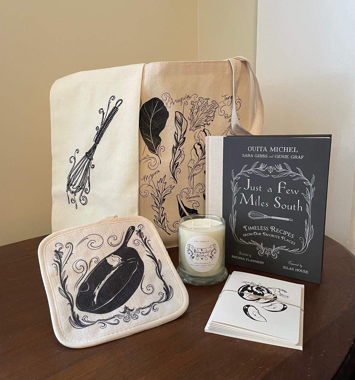 Holly Hill Restaurant Group has chef Ouita Michel’s cookbook, tea towels, a candle and more.