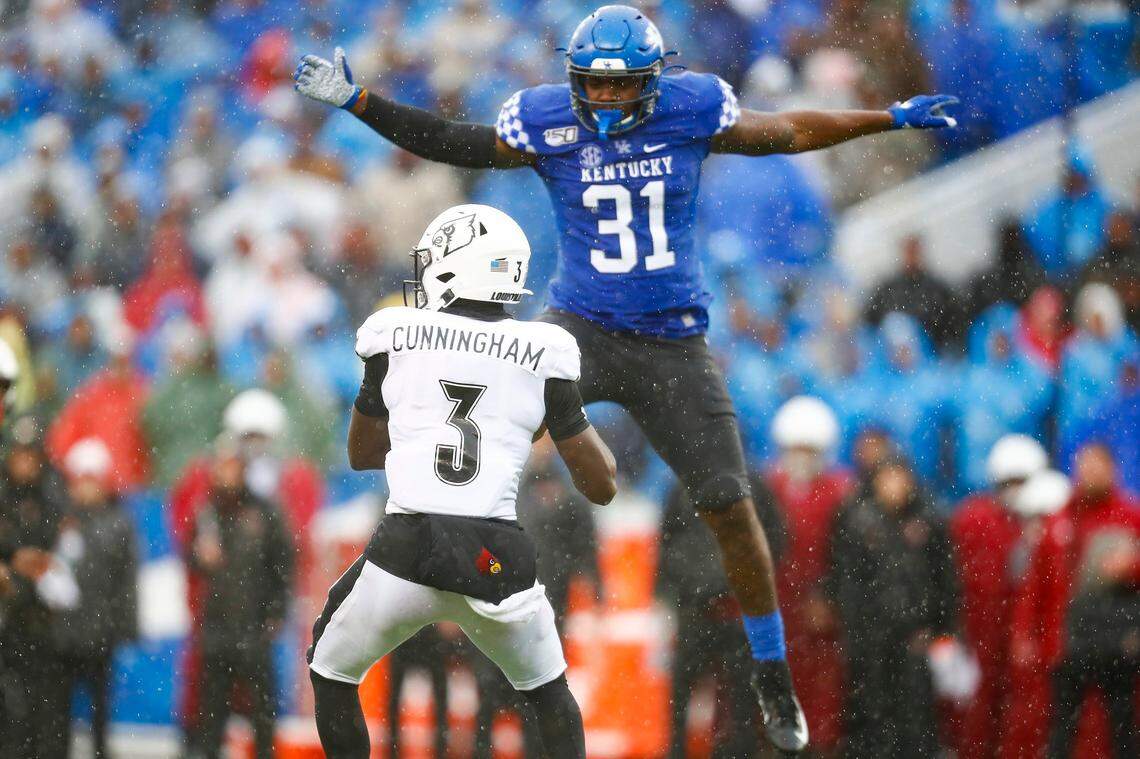 Louisville quarterback Malik Cunningham (3) said at ACC Media Days on Wednesday that the Cardinals have a point to prove in the Governor’s Cup rivalry with Kentucky in 2022. “Like I said, the whole city we have a chip on our shoulders so nobody counts us out,” Cunningham said. “They swear the team up the street (UK) is that much better than us, and we’re going to show that they’re not this year.”