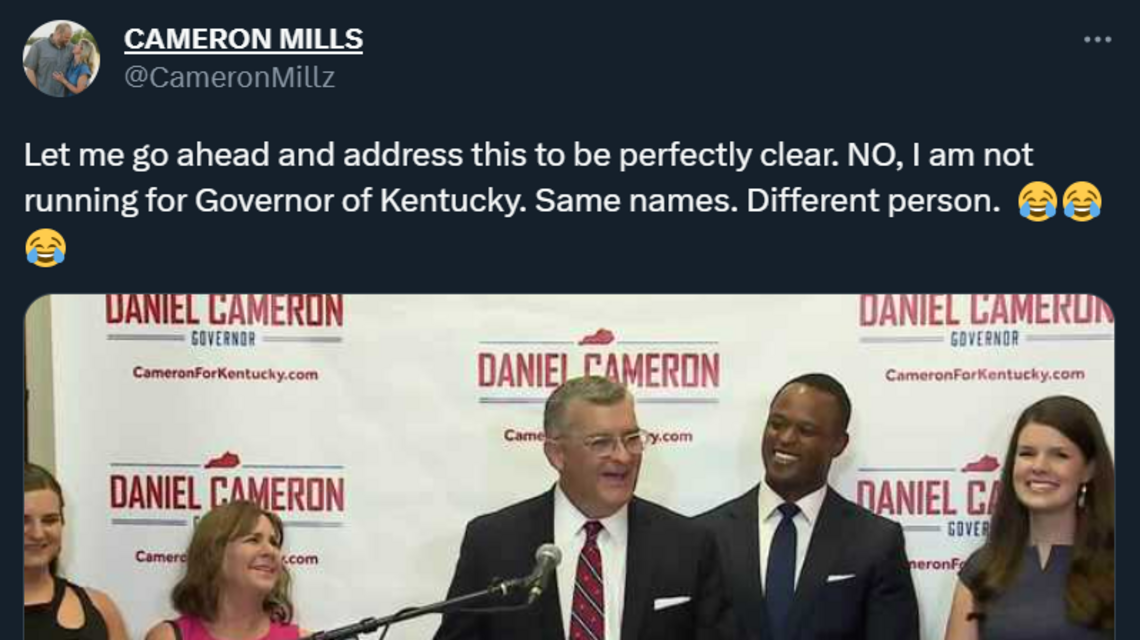No, Kentucky fans, it’s not THAT Cameron Mills who will be on your ballot this fall