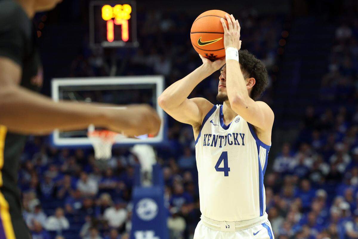 Koby Brea leads Kentucky with 15 made 3-pointers this season in 19 attempts.