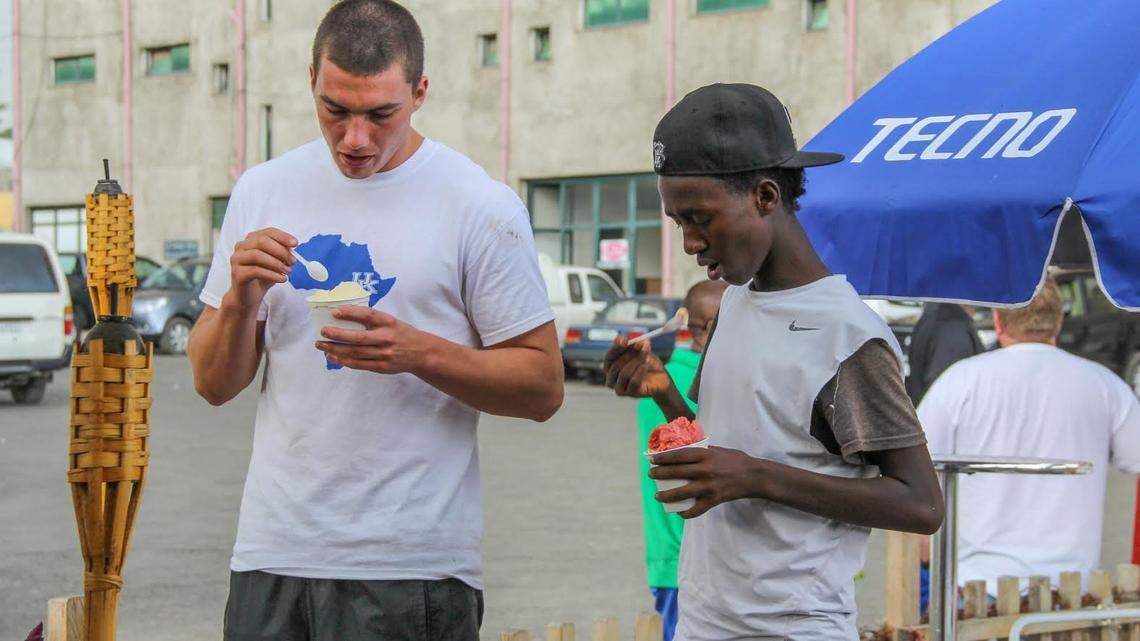 Landon Foster and Dejene ate a cold treat before Foster said goodbye. He thought he'd never again see the impoverished and determined 14-year-old, who yearns to be a cardiologist. He was wrong.  