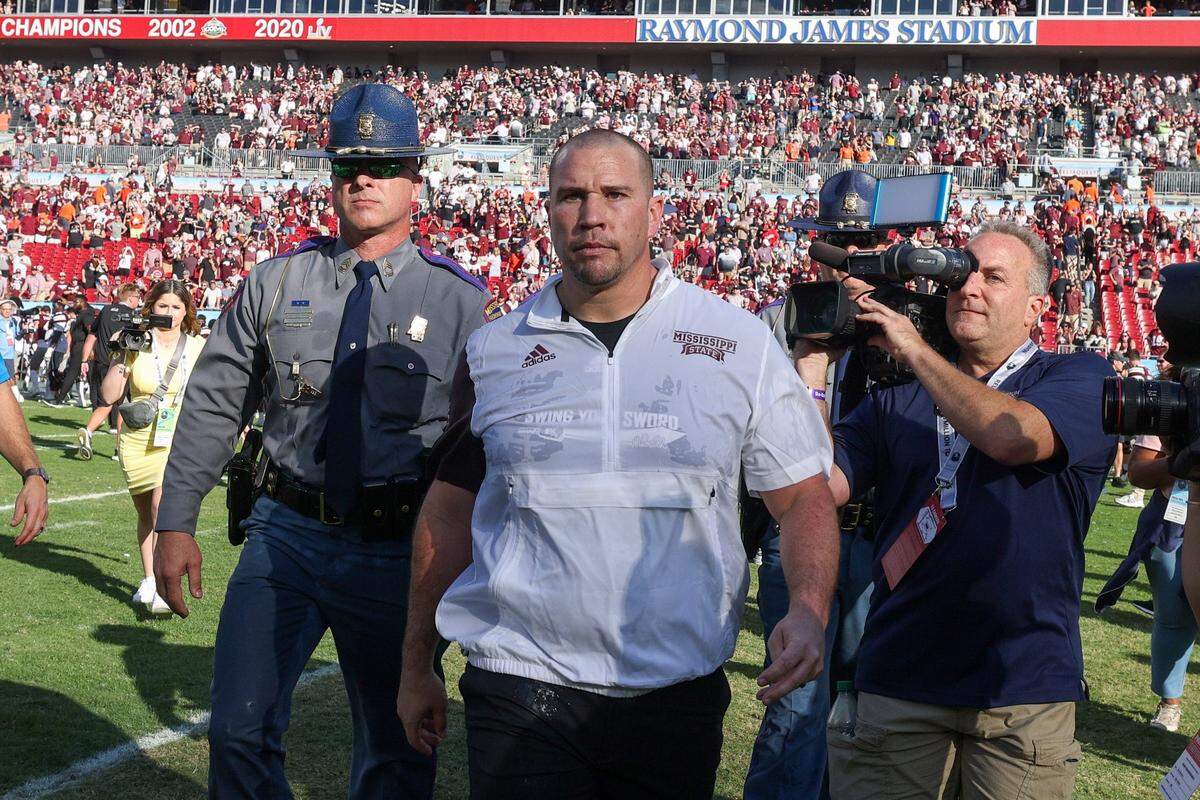Zach Arnett was promoted by Mississippi State from defensive coordinator to head coach following the death of former Bulldogs head man Mike Leach last Dec. 12.