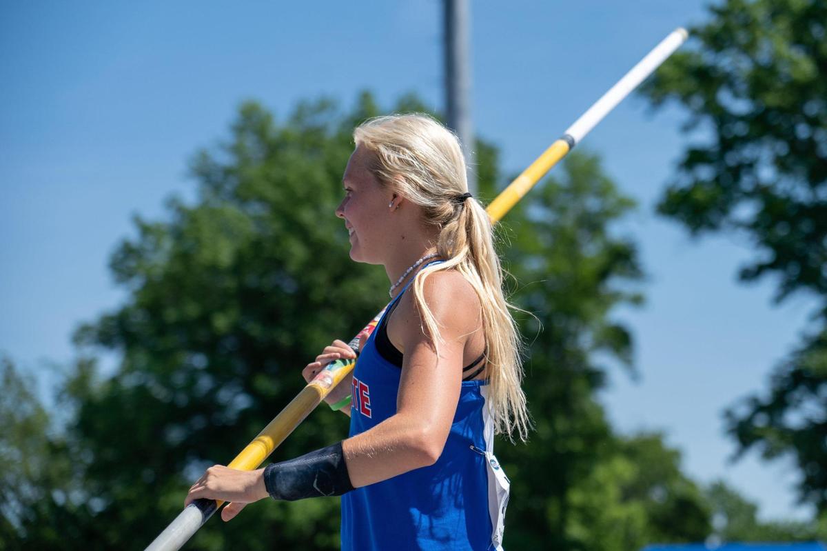 Lafayette pole vaulter Sarah Ferguson set a state meet record with a jump of 13 feet, 6 inches on Saturday.