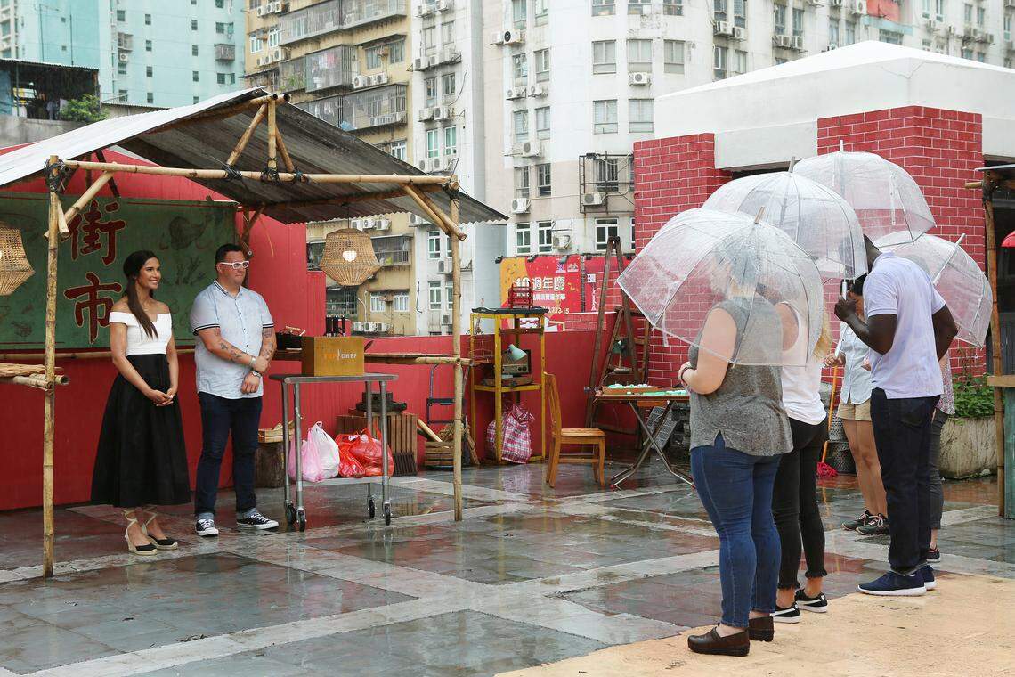 I don’t think we’re in Kentucky any more, “Top Chef.” Host Padma Lakshmi and judge Graham Elliot welcome the final five to the rooftop in the “Holy Macau!” episode.