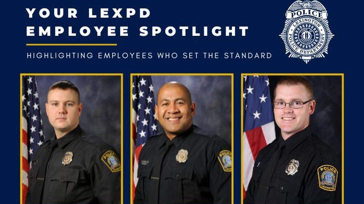 Three Lexington police officers helped a woman retrieve cash that fell into a street storm drain.