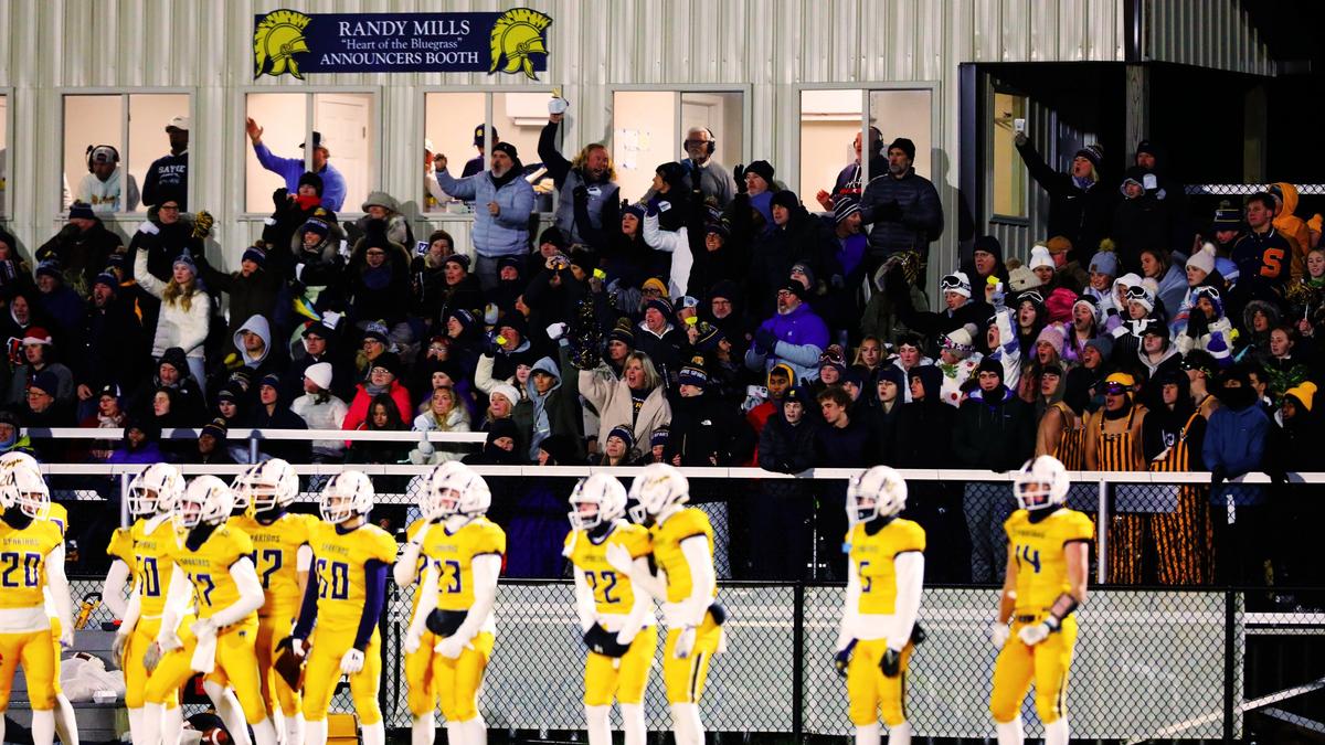 Sayre fans revel in the Spartans’ 35-14 state semifinal win over Campbellsville on Friday night.