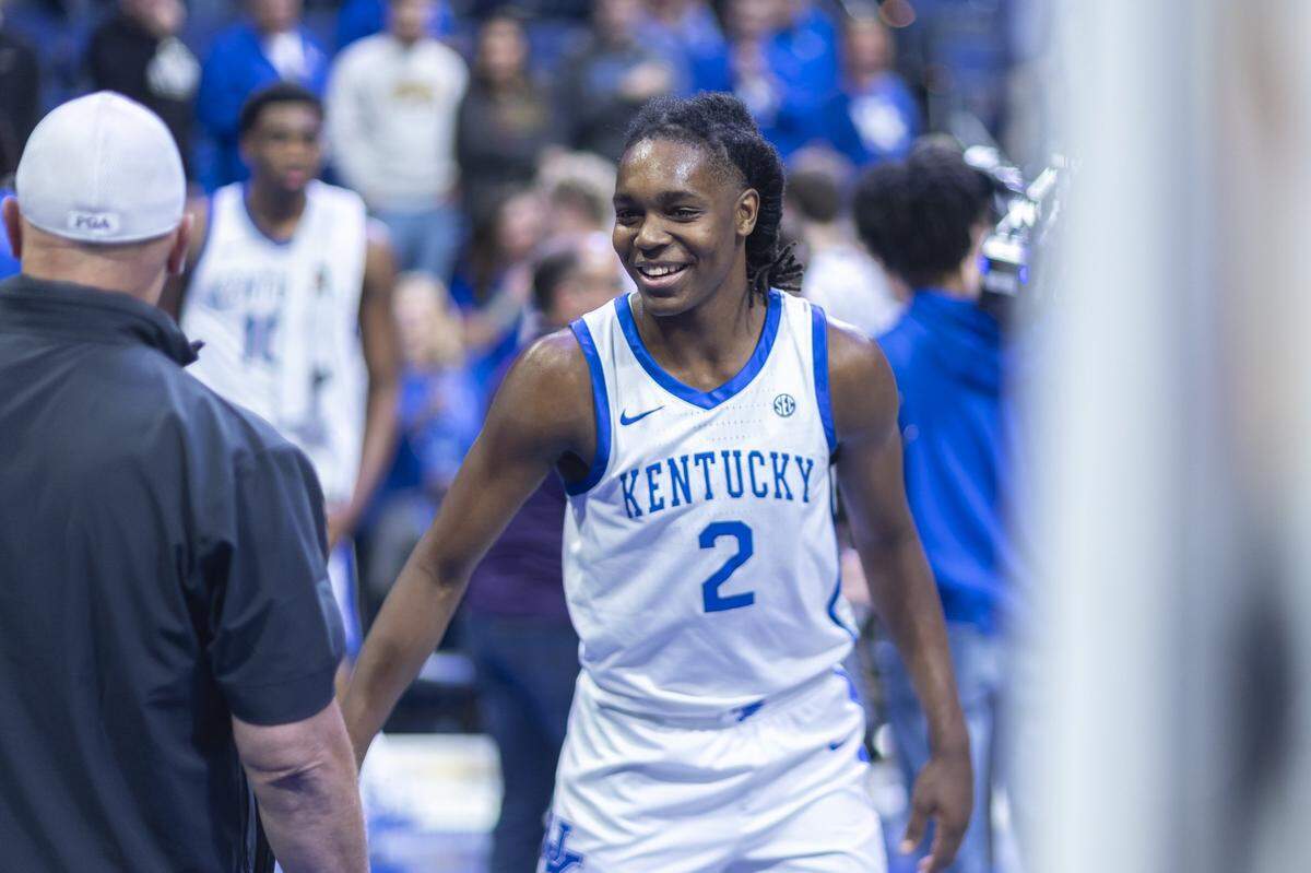 Kentucky freshman guard Jasper Johnson (2) had a team-high 15 points in the No. 9 Wildcats 78-65 win over No. 1 Purdue last Friday night in an exhibition game at Rupp Arena.
