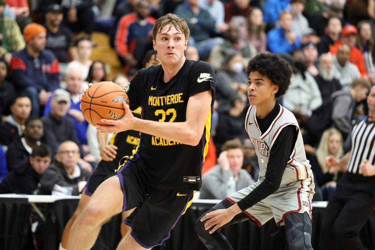Montverde Academy star small forward Cooper Flagg, left, is one member of Duke’s five-player freshman recruiting class in 2024. The Blue Devils appear likely to have the top-ranked freshman class in the country entering next season.