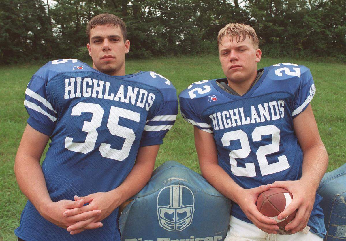 Before each came to the University of Kentucky on football scholarships, Derek Smith, left, and Jared Lorenzen helped Fort Thomas Highlands win Class 3A state championships in 1996 and 1998.