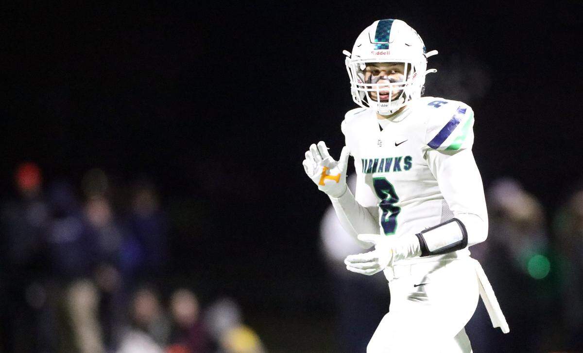 Great Crossing’s Kalib Perry (8) during a high school football game between the Great Crossing Warhawks and the Scott Co. Cardinals Friday, Nov. 5, 2021 in Georgetown, Ky.