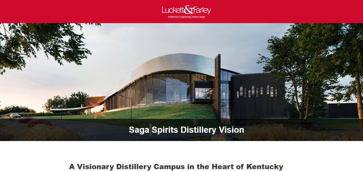 A design on Luckett & Farley’s page for a potential Saga Spirits Distillery. Saga Spirits is the parent of True Story, the brand founded by Wes Henderson, owner of the Kentucky Castle. Louisville architects Luckett & Farley have filed a lawsuit alleging that they are owed $936,337 for work done for the unbuilt project.