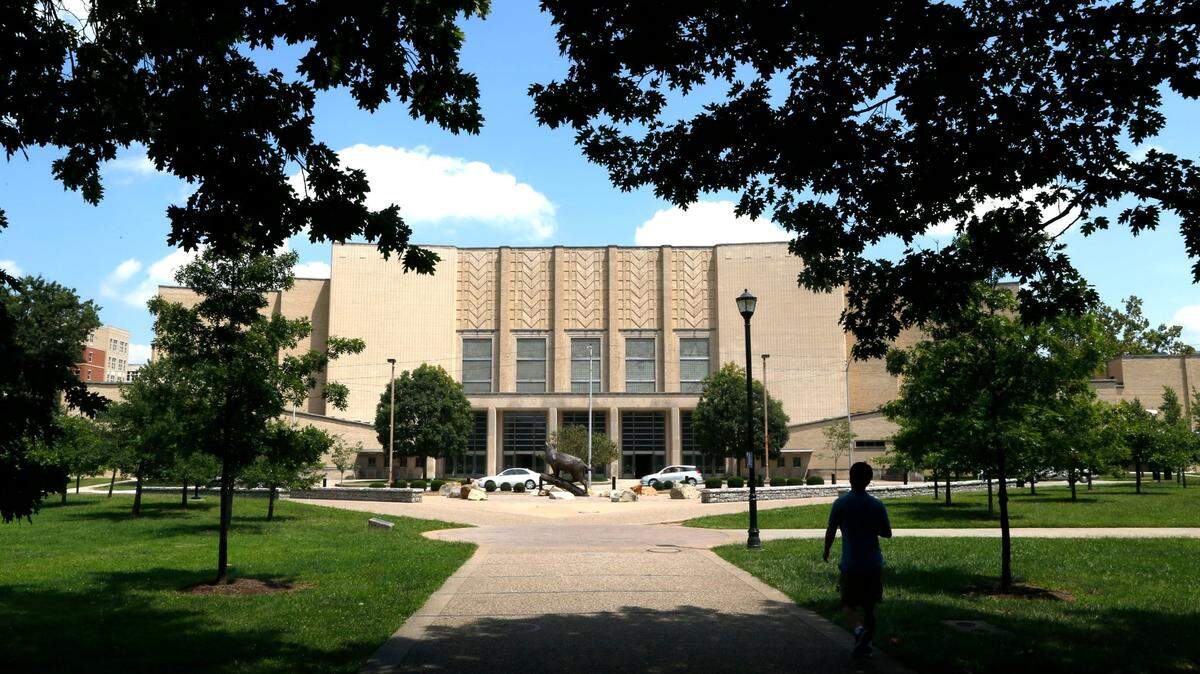 Memorial Coliseum is pictured on Avenue of Champions on the University of Kentucky campus in Lexington. The venue is undergoing an $82 million renovation project.