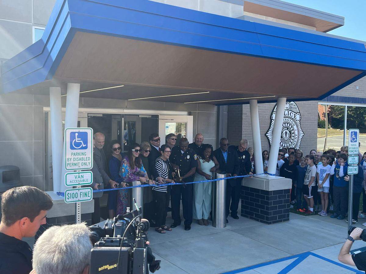 Officials cut a ribbon, officially opening the new east sector roll call building for the Lexington Police Department.