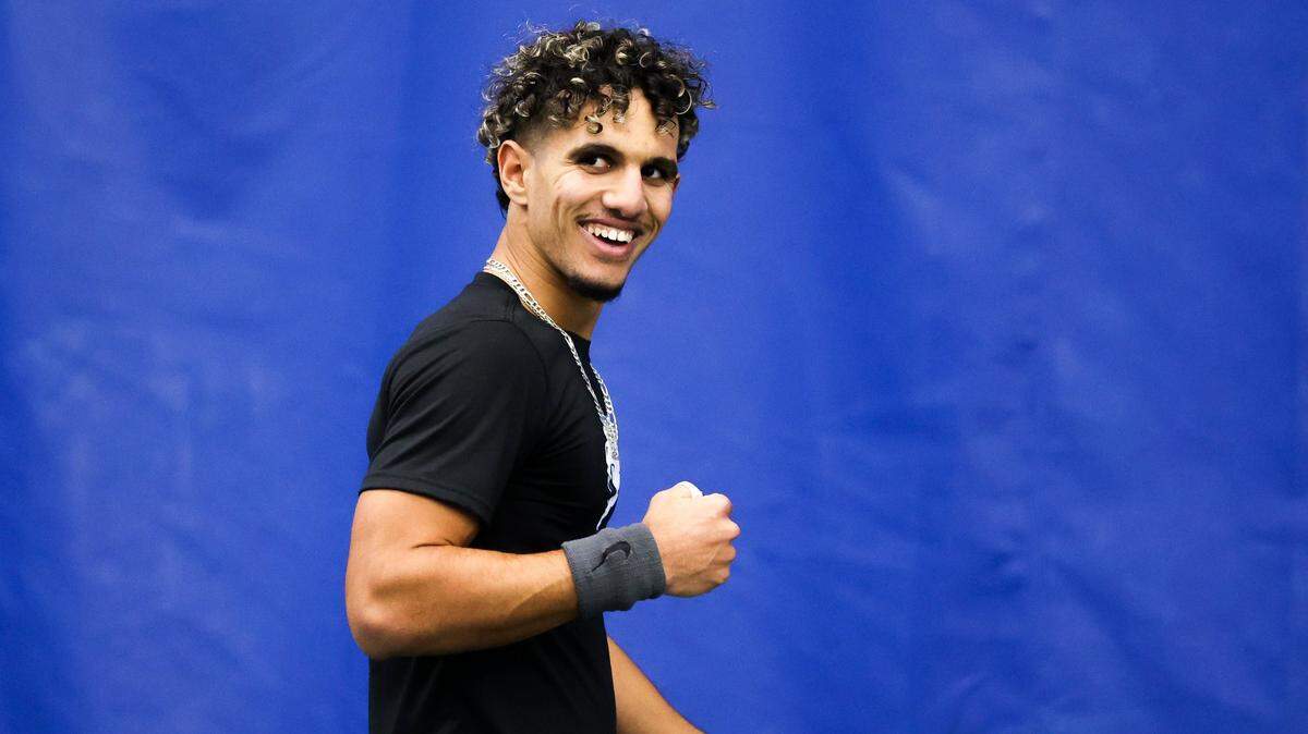 Kentucky’s Taha Baadi, shown earlier this season, won a third-set tiebreaker to earn the deciding point in the men’s tennis team’s 4-3 victory at Virginia on Friday.