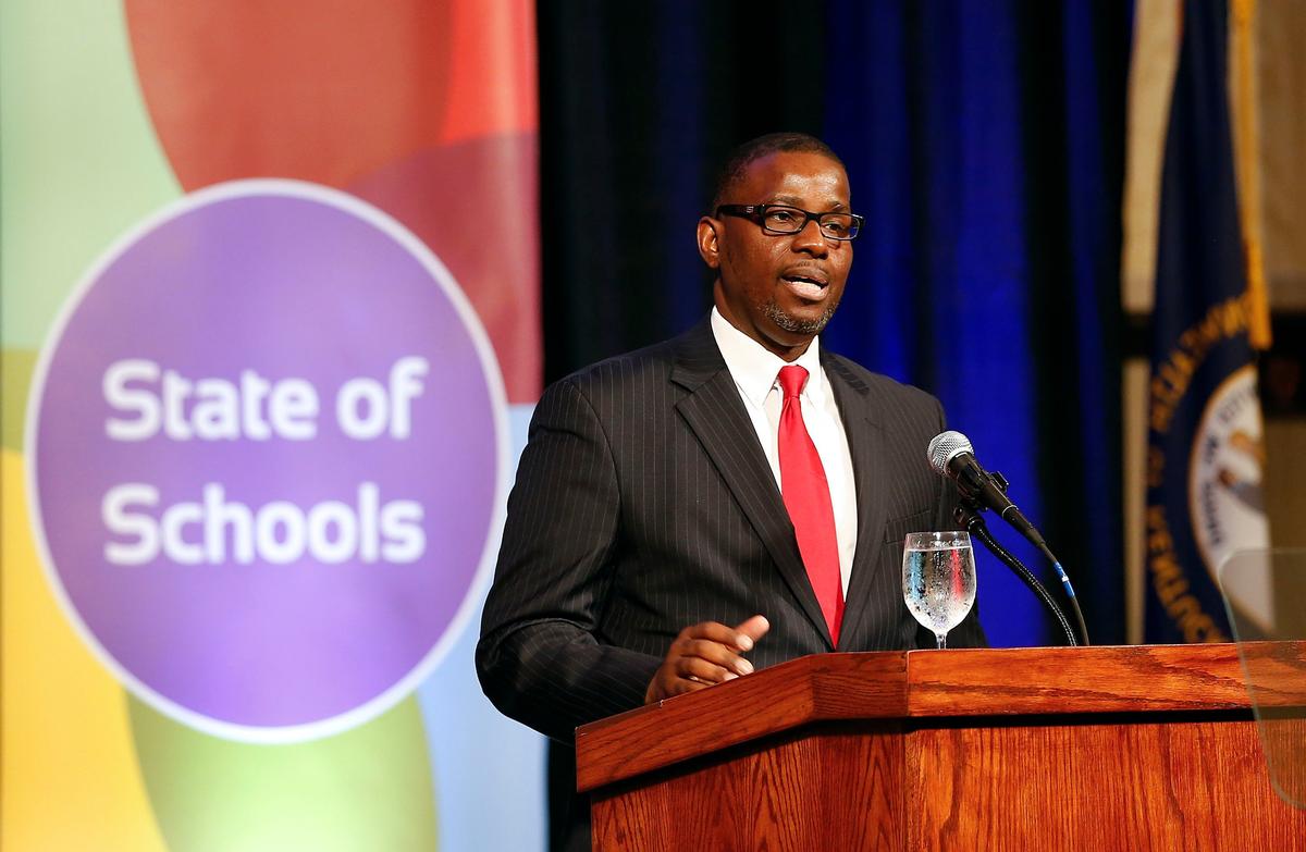 Fayette County School Superintendent Manny Caulk delivered the 2018 FCPS State of the Schools address during a Wednesday morning meeting presented by the Lexington-Bluegrass Association of Realtors held at the Lexington Convention Center.