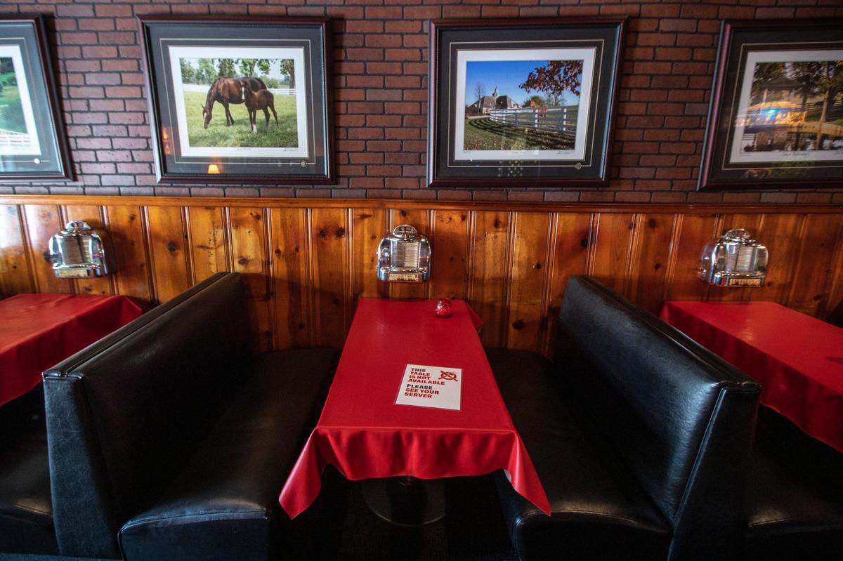 To ensure safe social distancing, some tables in the dining room at Columbia Steakhouse at 201 N. Limestone will not be used.