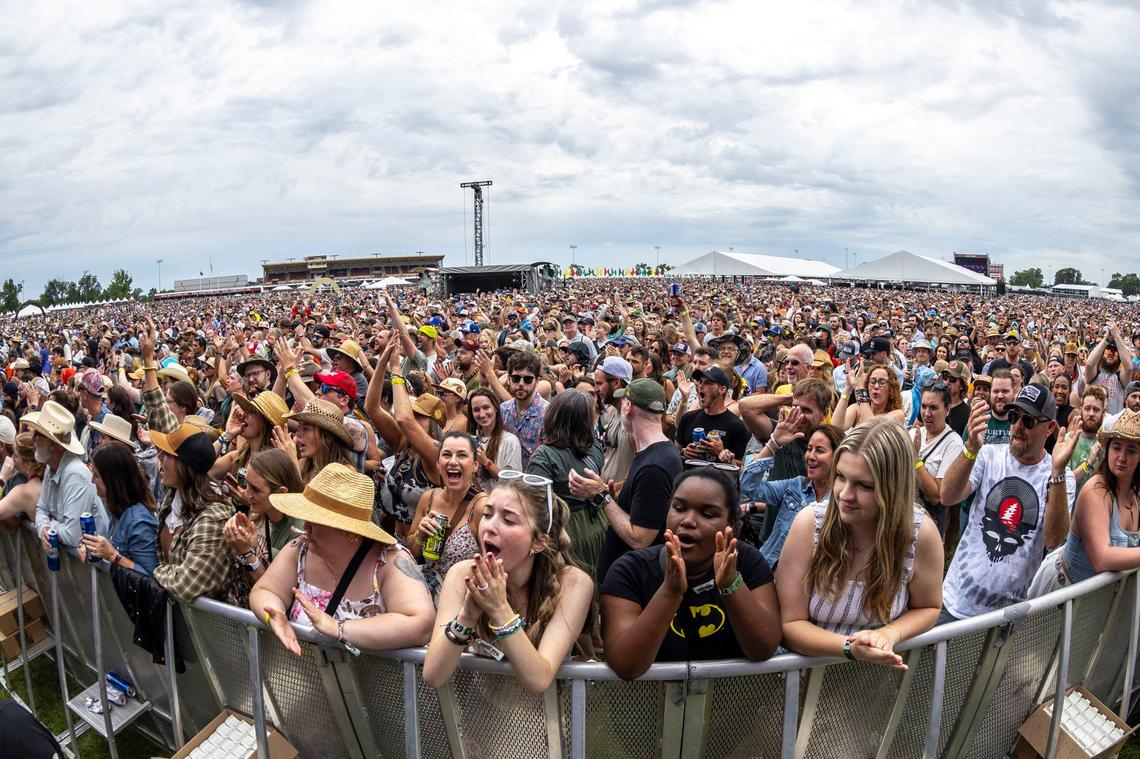 Fans cheer as Trampled by Turtles performs Saturday.