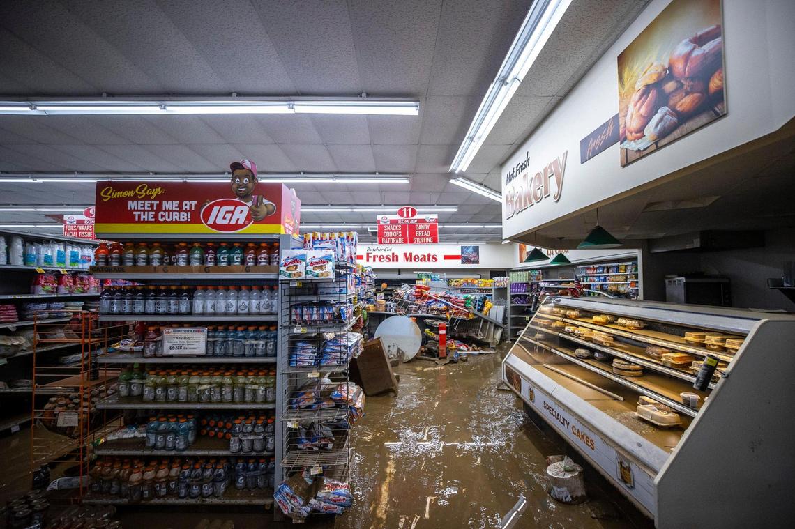 A layer of mud covers most surfaces at Isom IGA last August after flooding devastated Eastern Kentucky.