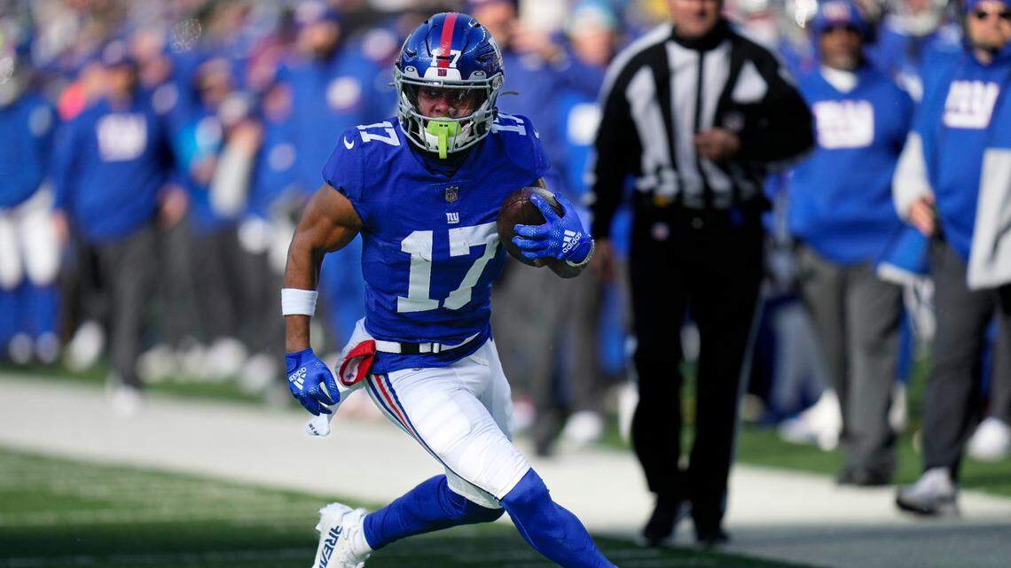 New York Giants wide receiver Wan’Dale Robinson caught a career-high nine passes for 100 yards on Sunday before leaving the game with a knee injury.