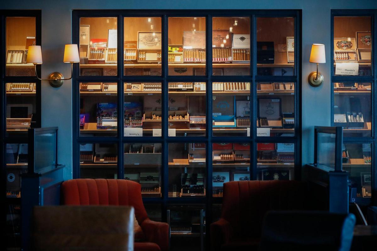 The walk-in humidor is visable from the bar and lounge area at Jake’s. Cigars are great but it’s the camaraderie of smoking them together with friends and family that makes the experience so special,” said co-owner Jake Glancy.