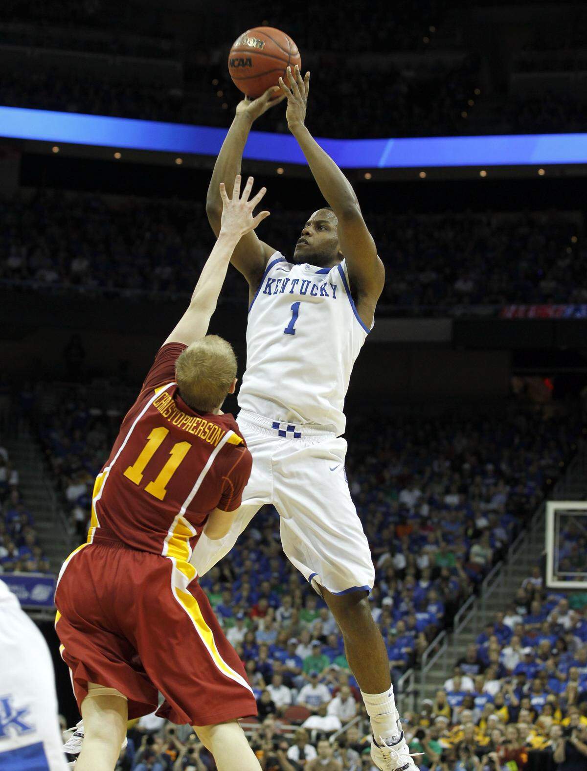 Kentucky senior wing Darius Miller came off the bench to score 19 points to help UK defeat Iowa State 87-71 in the 2012 NCAA Tournament round of 32 at the KFC Yum Center.